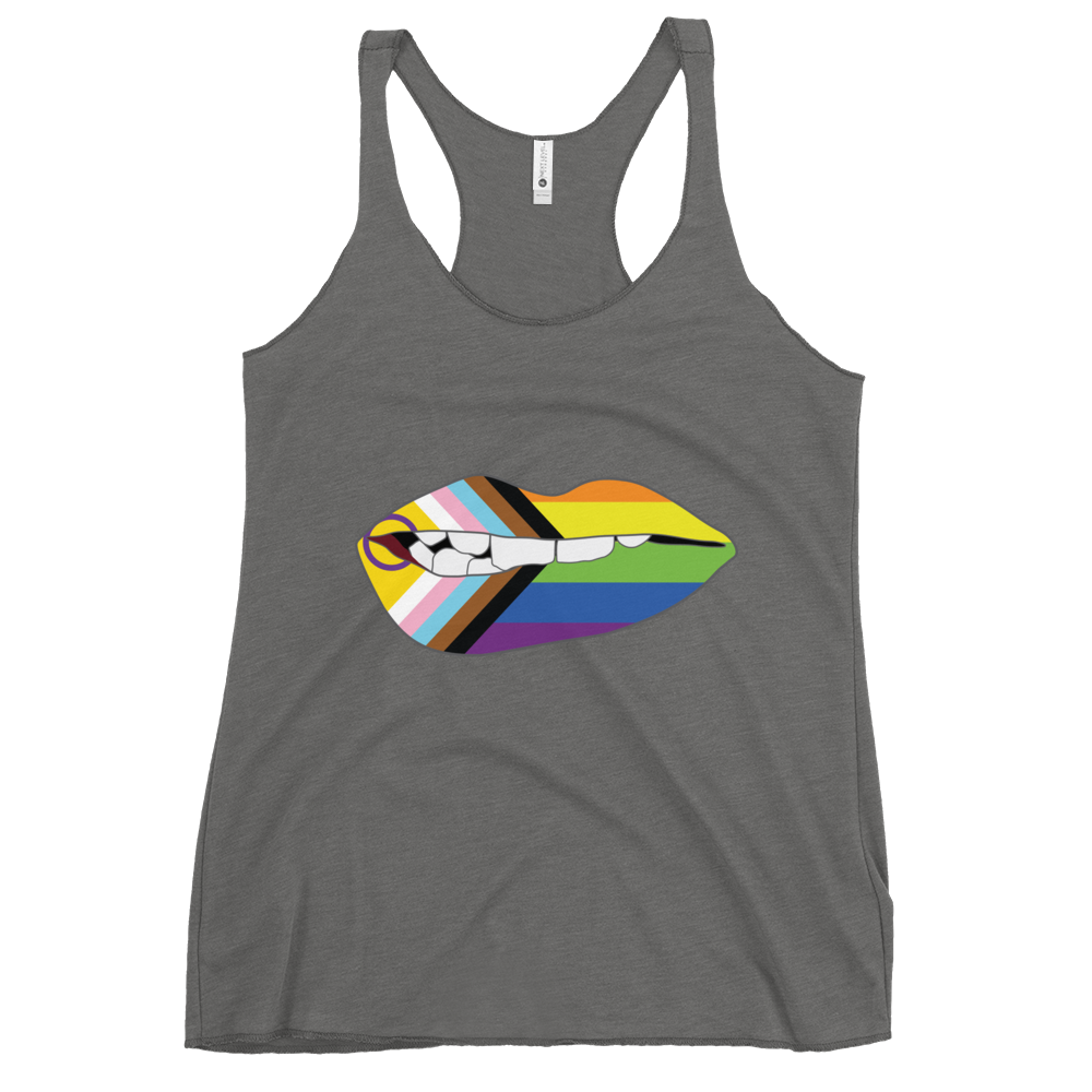 Biting Lips - Progress Pride Flag Women's Racerback Tank