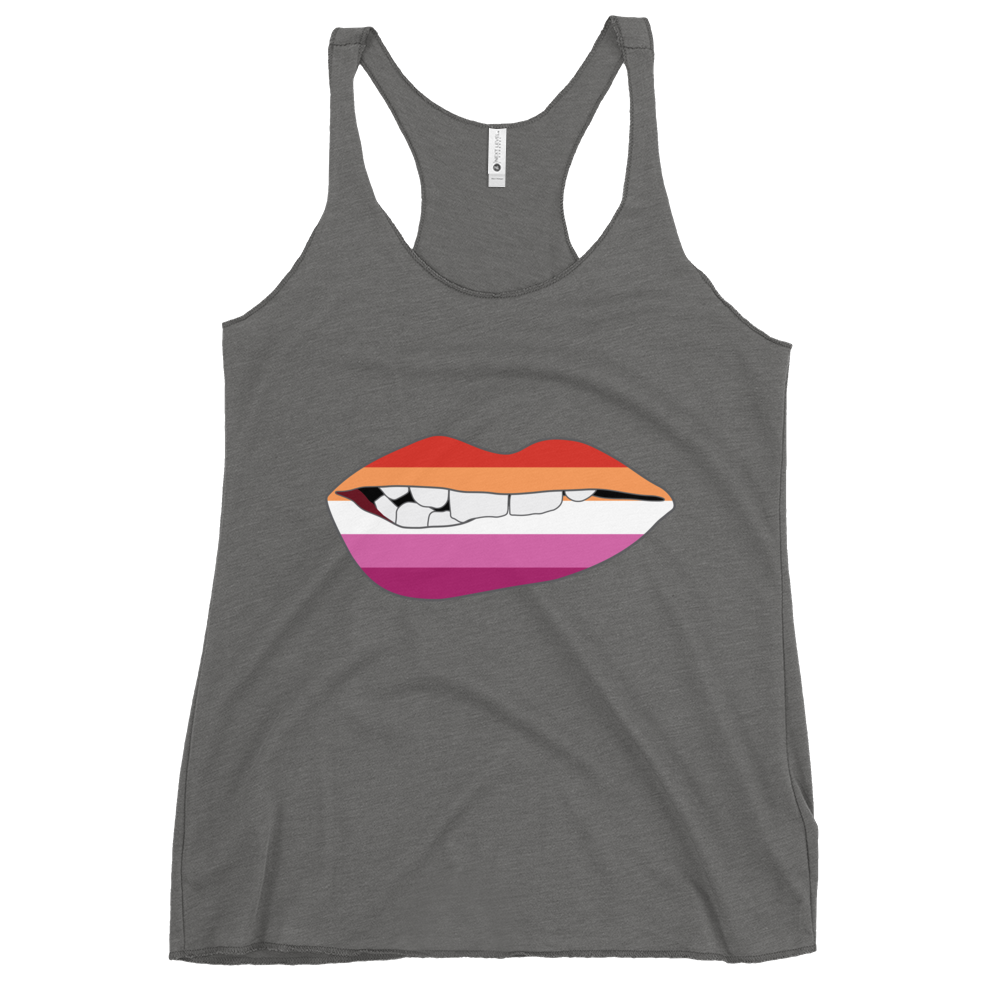 Biting Lips - Lesbian Flag Women's Racerback Tank