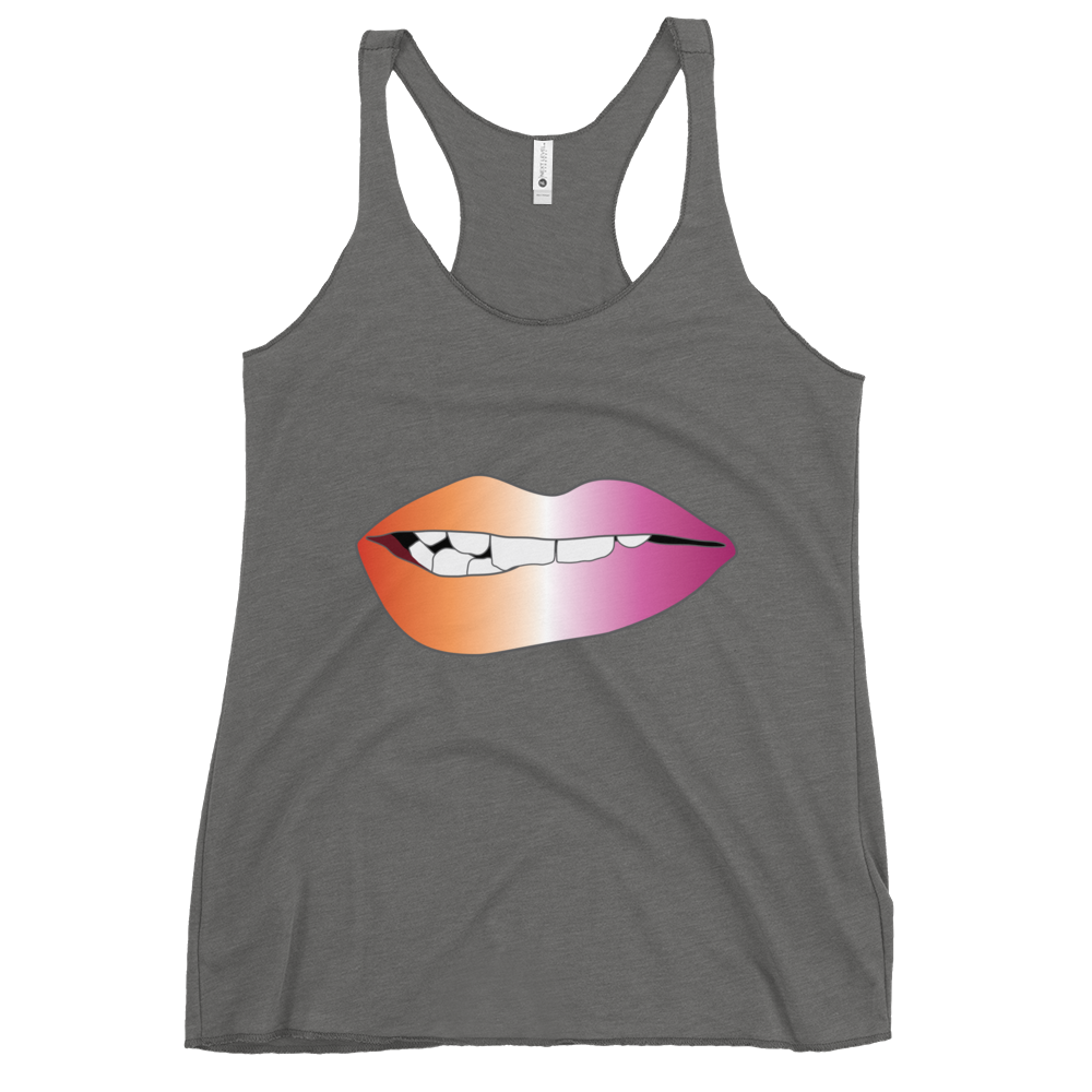 Biting Lips - Lesbian Pride - Gradient Women's Racerback Tank