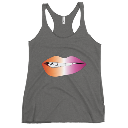 Biting Lips - Lesbian Pride - Gradient Women's Racerback Tank