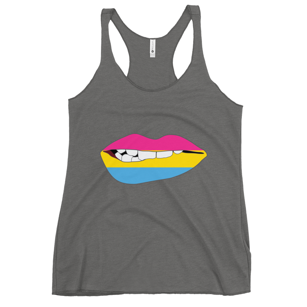 Biting Lips - Pansexual Flag Women's Racerback Tank