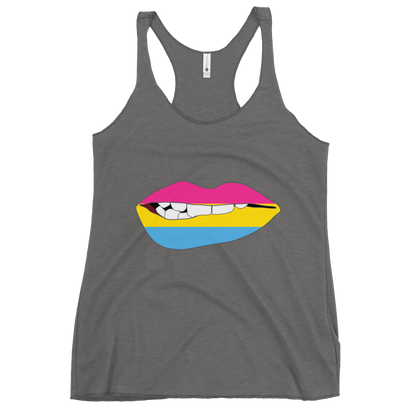 Biting Lips - Pansexual Flag Women's Racerback Tank