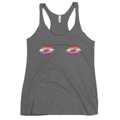 Lesbian Boob Kisses Women's Racerback Tank