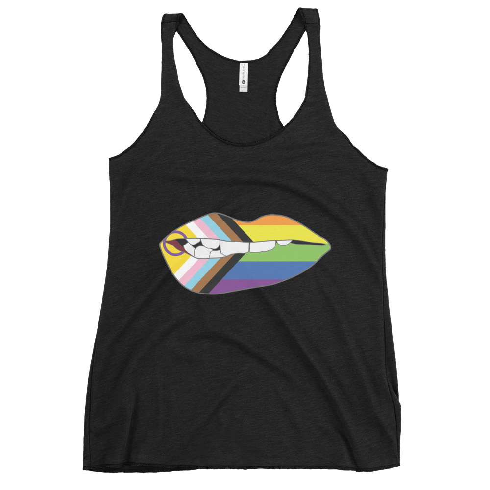 Biting Lips - Progress Pride Flag Women's Racerback Tank