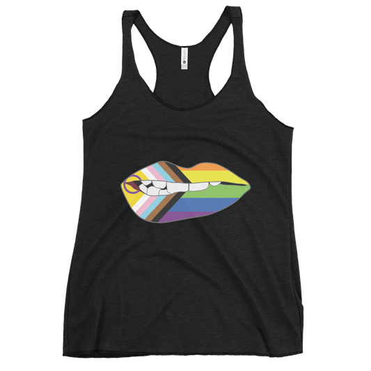 Biting Lips - Progress Pride Flag Women's Racerback Tank