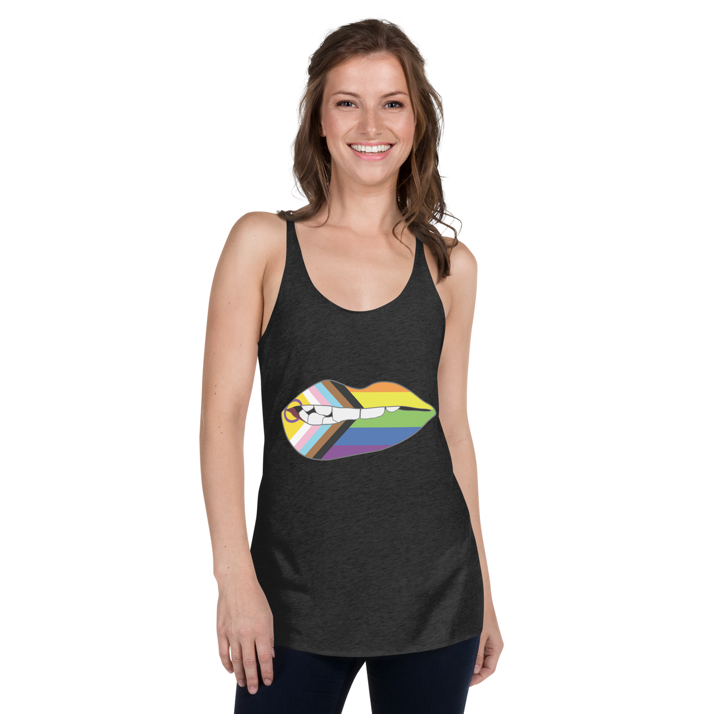 Biting Lips - Progress Pride Flag Women's Racerback Tank