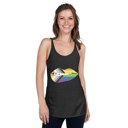 Biting Lips - Progress Pride Flag Women's Racerback Tank