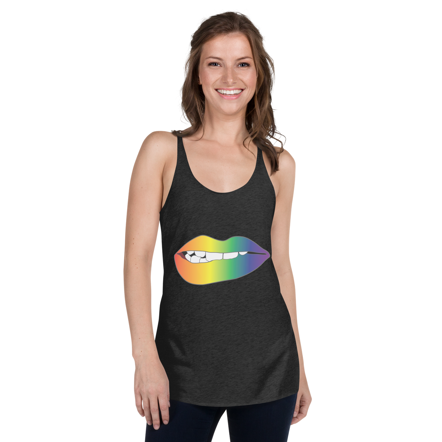 Biting Lips - Rainbow Pride - Gradient Women's Racerback Tank