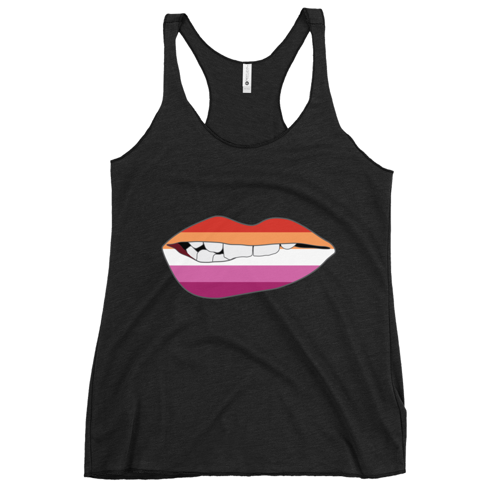 Biting Lips - Lesbian Flag Women's Racerback Tank