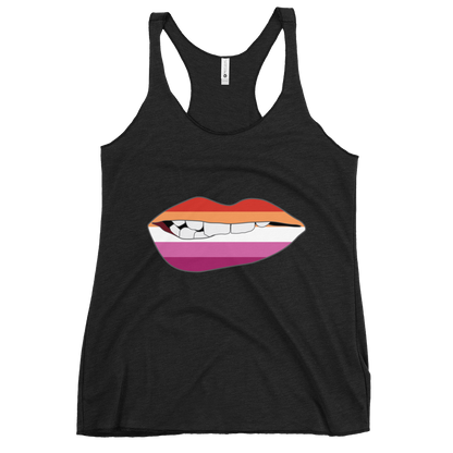 Biting Lips - Lesbian Flag Women's Racerback Tank