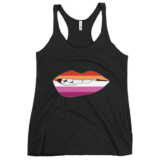 Biting Lips - Lesbian Flag Women's Racerback Tank