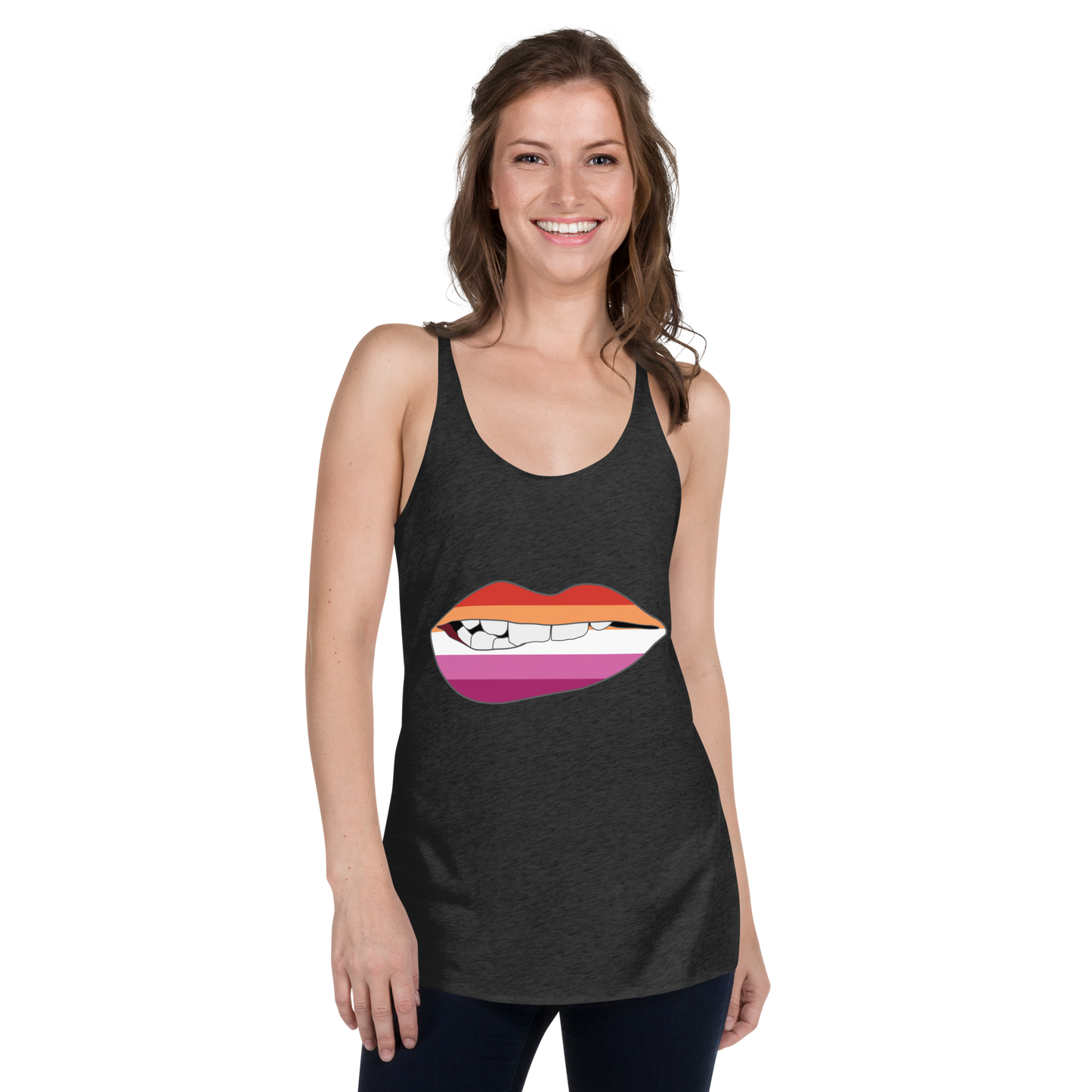 Biting Lips - Lesbian Flag Women's Racerback Tank