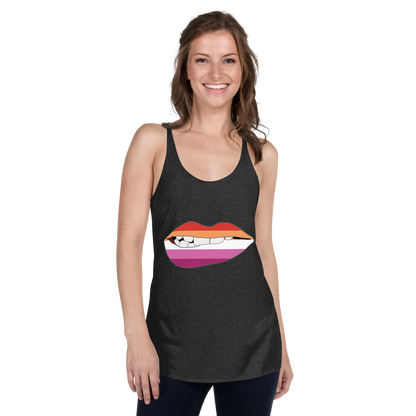 Biting Lips - Lesbian Flag Women's Racerback Tank