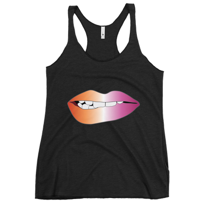 Biting Lips - Lesbian Pride - Gradient Women's Racerback Tank