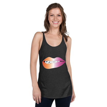 Biting Lips - Lesbian Pride - Gradient Women's Racerback Tank