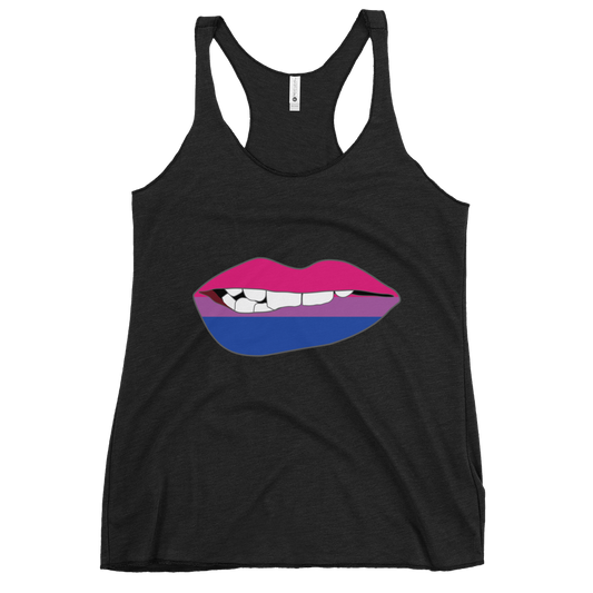 Biting Lips - Bisexual Flag Women's Racerback Tank