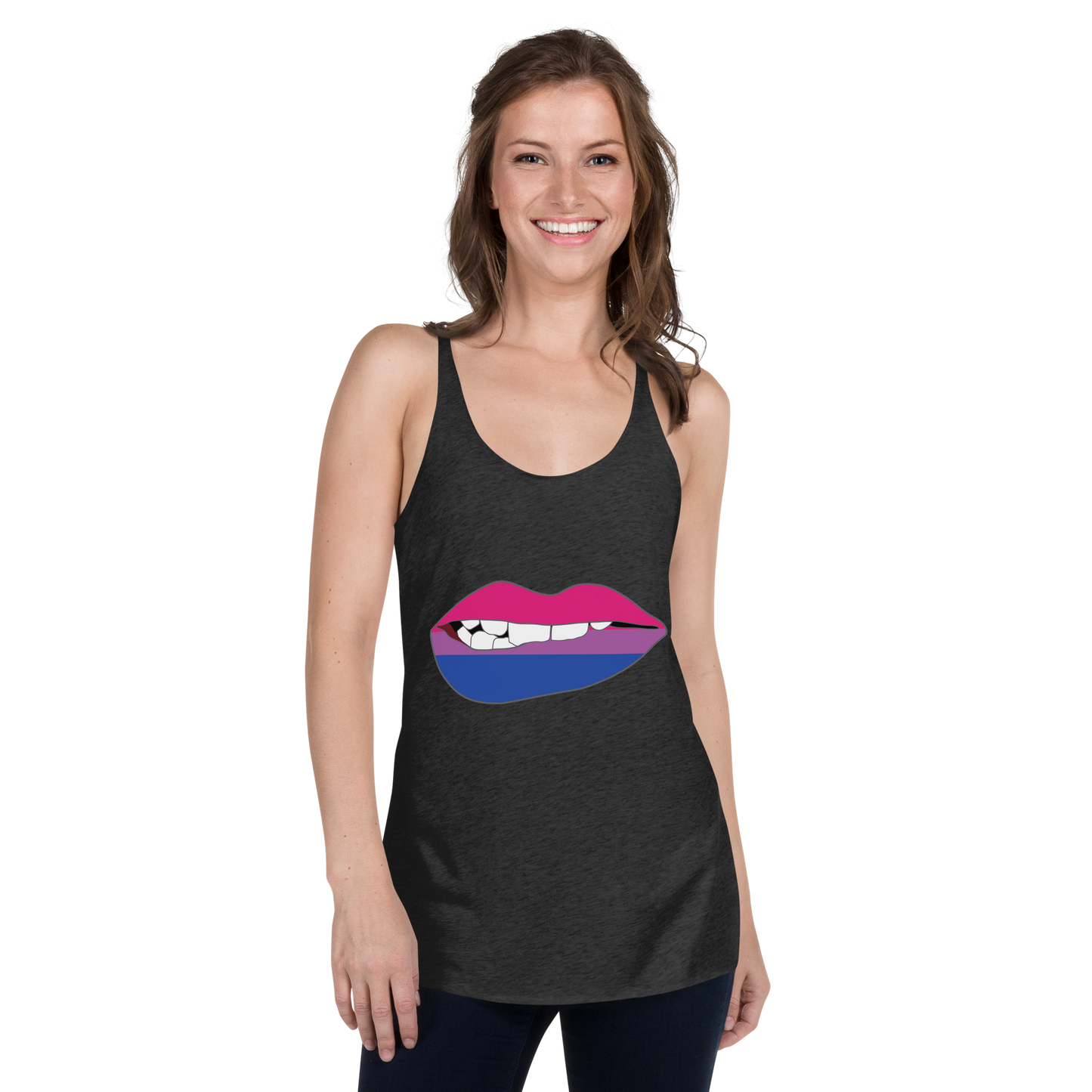 Biting Lips - Bisexual Flag Women's Racerback Tank