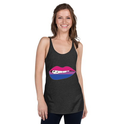 Biting Lips - Bisexual Flag Women's Racerback Tank