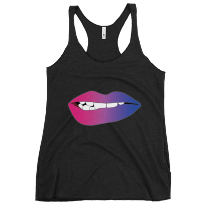 Biting Lips - Bisexual Pride - Gradient Women's Racerback Tank