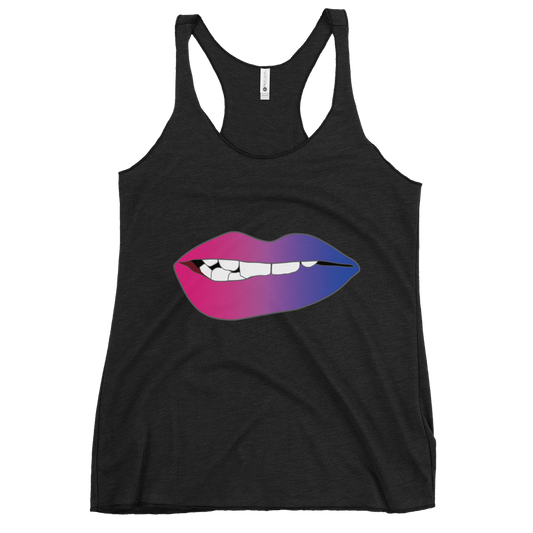 Biting Lips - Bisexual Pride - Gradient Women's Racerback Tank