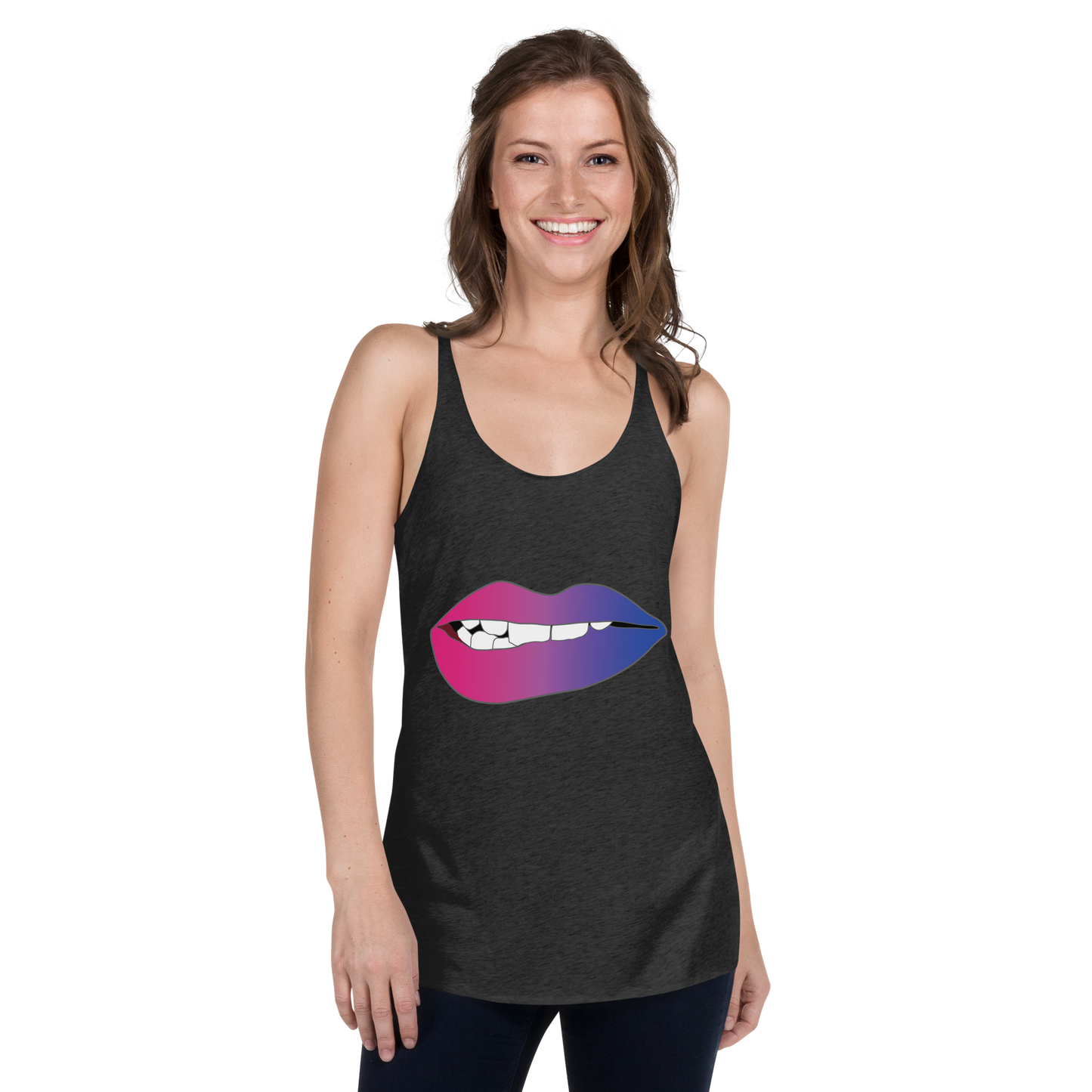 Biting Lips - Bisexual Pride - Gradient Women's Racerback Tank