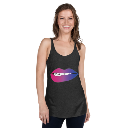 Biting Lips - Bisexual Pride - Gradient Women's Racerback Tank