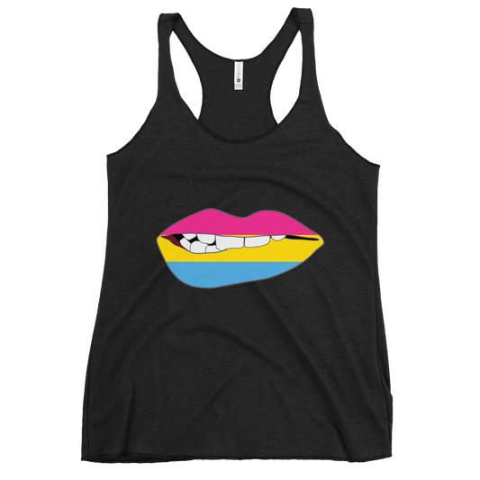 Biting Lips - Pansexual Flag Women's Racerback Tank