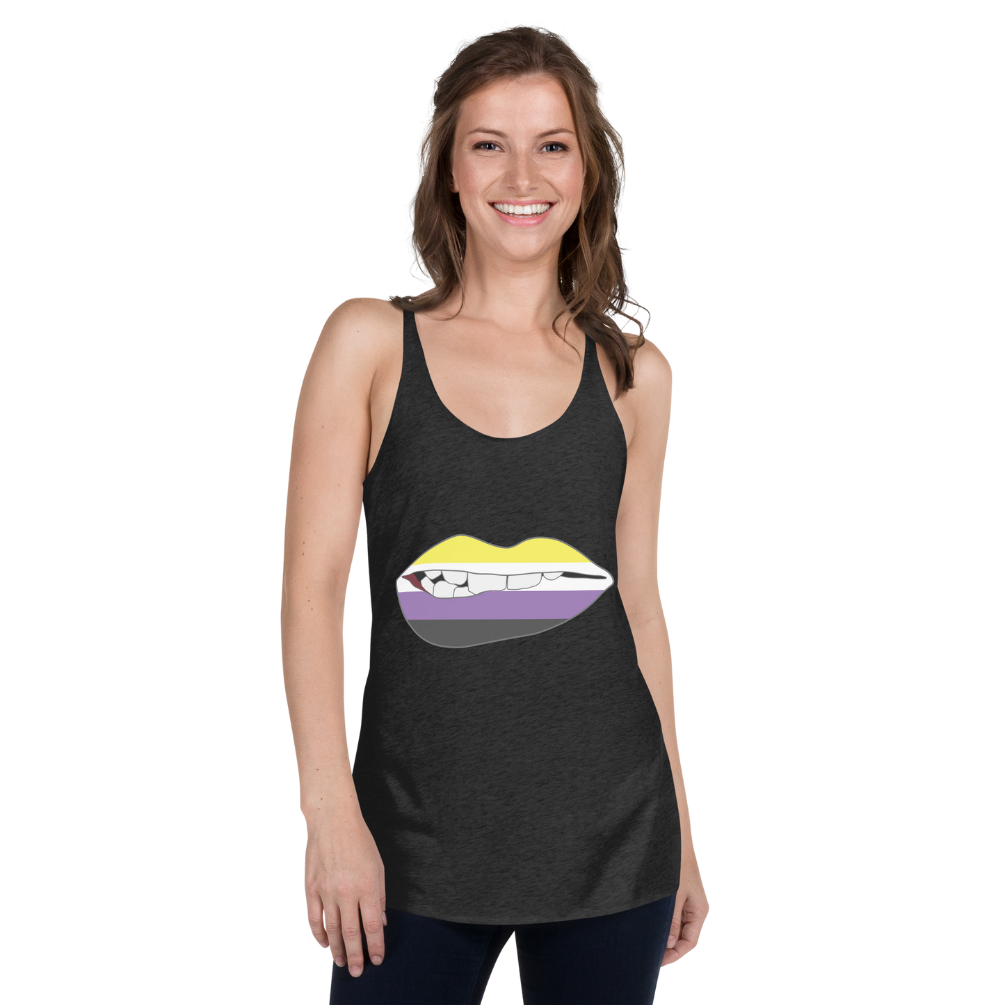 Biting Lips - Non-binary Flag Women's Racerback Tank