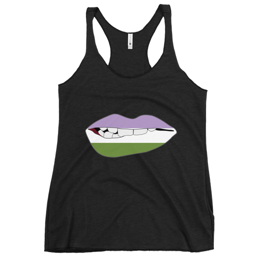 Biting Lips - Genderqueer Flag Women's Racerback Tank