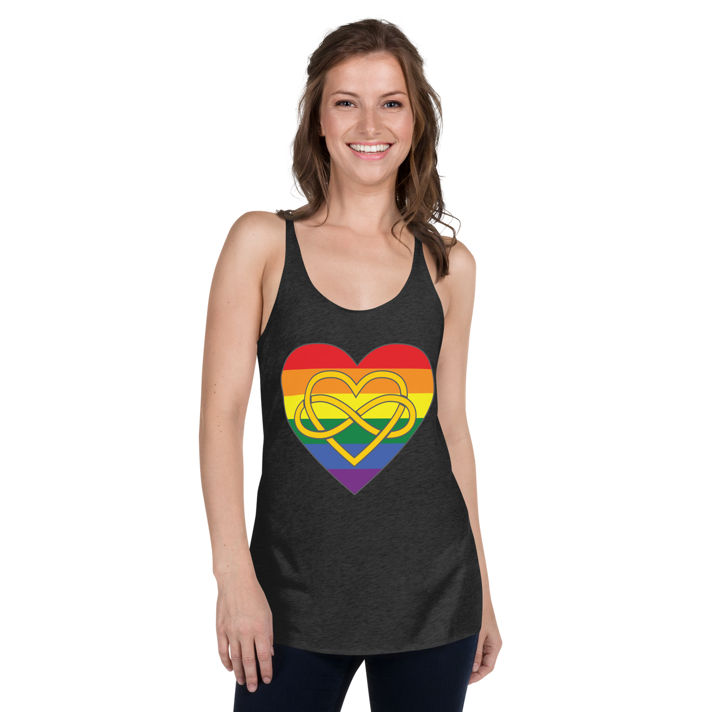 Polyamory Infinity Heart Rainbow Pride Women's Racerback Tank