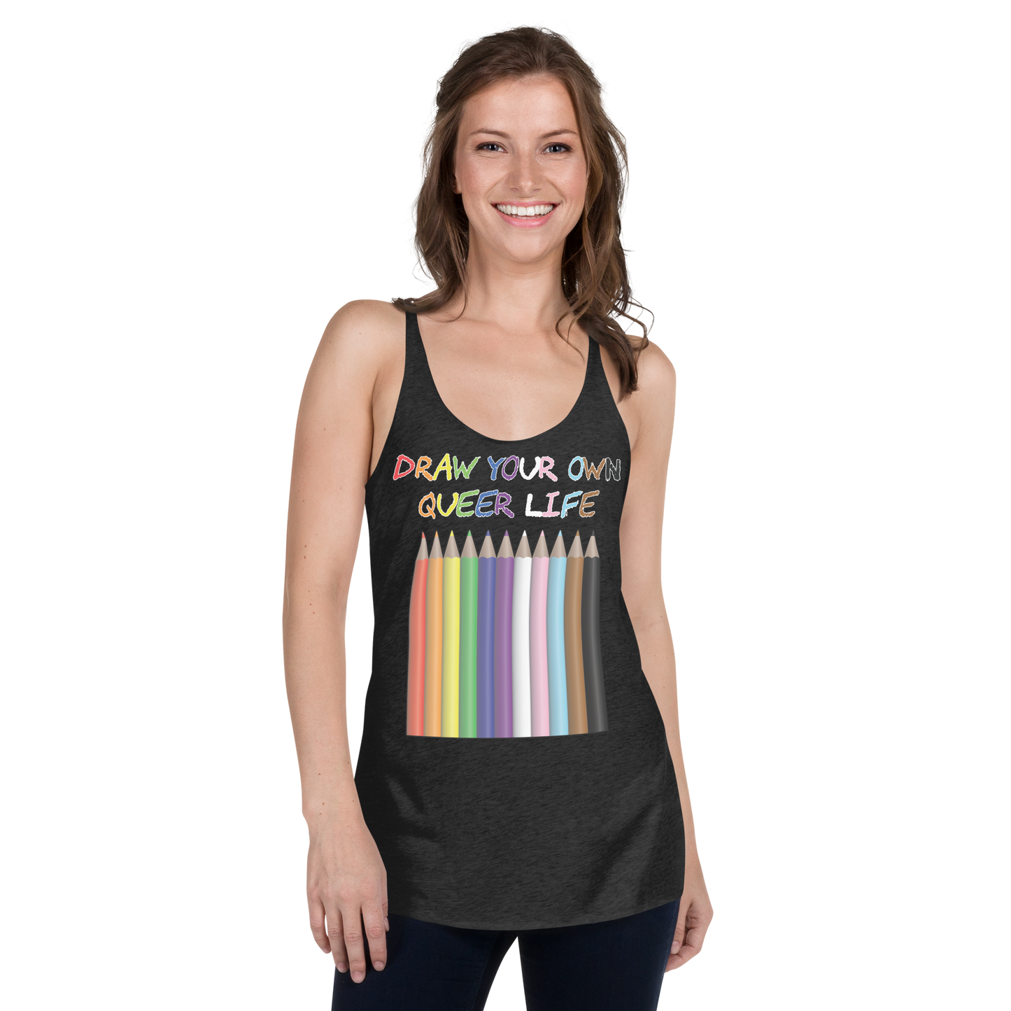 Draw Your Own Queer Life (Progress colours) Women's Racerback Tank