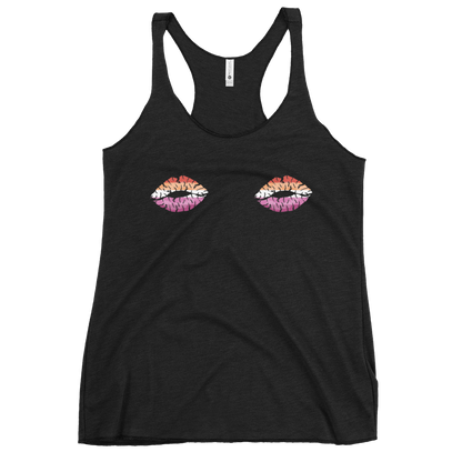 Lesbian Boob Kisses Women's Racerback Tank