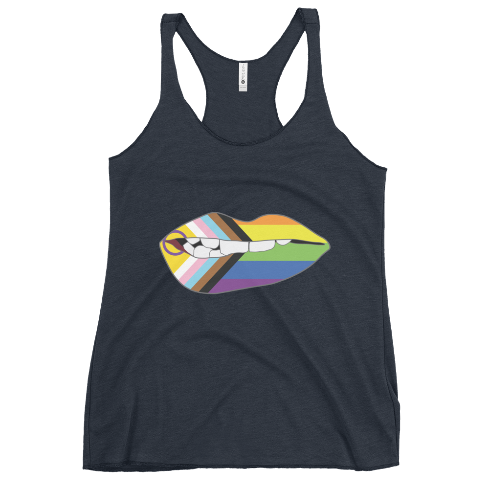 Biting Lips - Progress Pride Flag Women's Racerback Tank