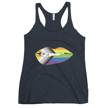 Biting Lips - Progress Pride Flag Women's Racerback Tank