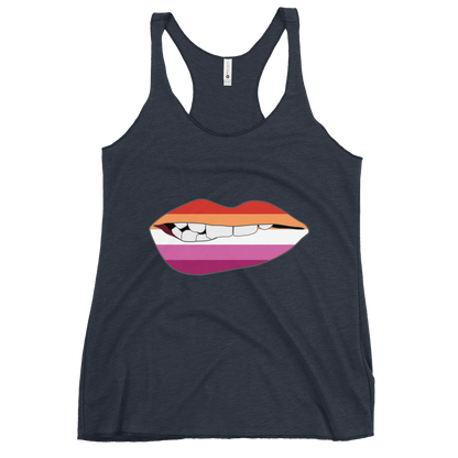 Biting Lips - Lesbian Flag Women's Racerback Tank