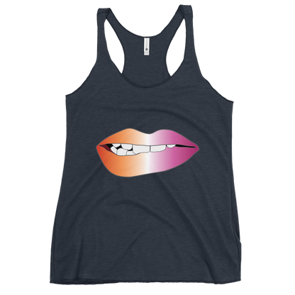 Biting Lips - Lesbian Pride - Gradient Women's Racerback Tank