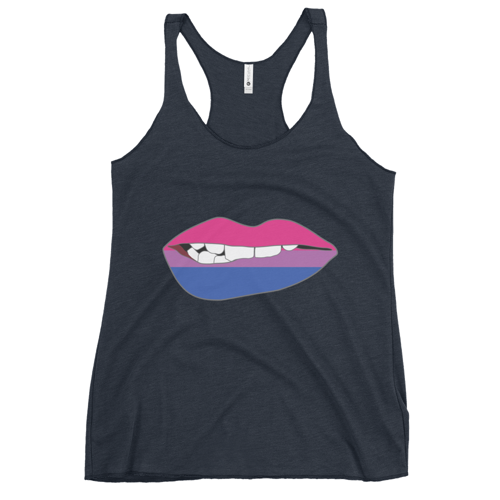 Biting Lips - Bisexual Flag Women's Racerback Tank