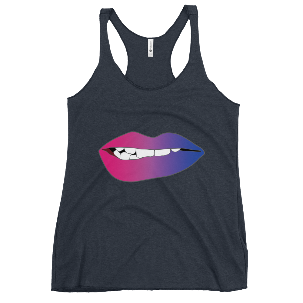 Biting Lips - Bisexual Pride - Gradient Women's Racerback Tank