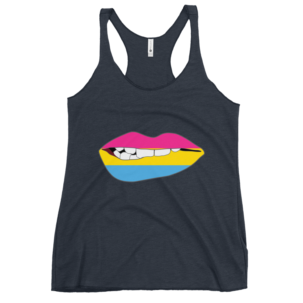 Biting Lips - Pansexual Flag Women's Racerback Tank