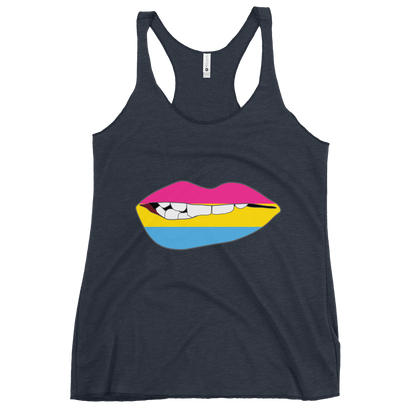 Biting Lips - Pansexual Flag Women's Racerback Tank