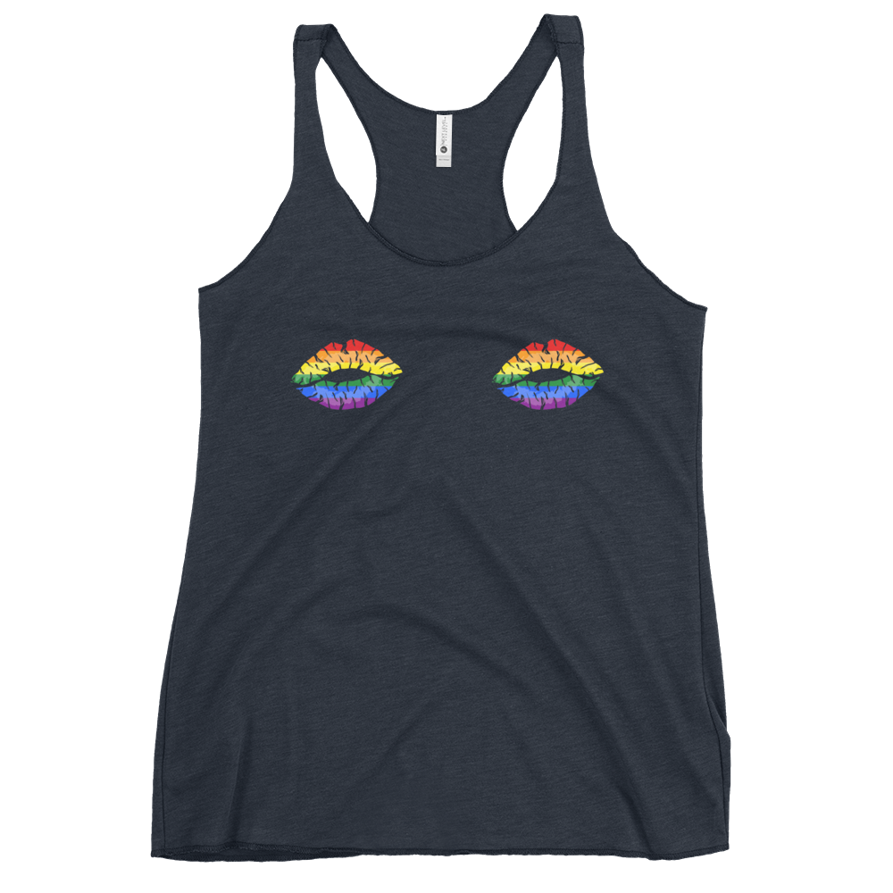 Rainbow Boob Kisses Women's Racerback Tank