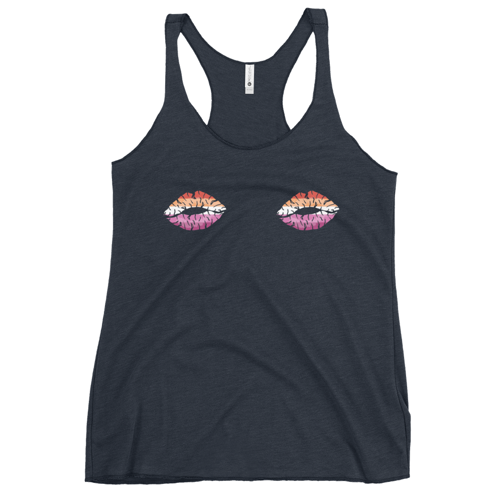 Lesbian Boob Kisses Women's Racerback Tank