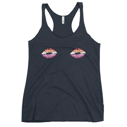 Lesbian Boob Kisses Women's Racerback Tank