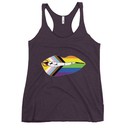 Biting Lips - Progress Pride Flag Women's Racerback Tank