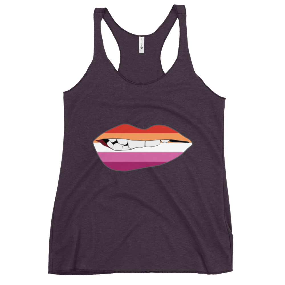 Biting Lips - Lesbian Flag Women's Racerback Tank