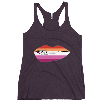 Biting Lips - Lesbian Flag Women's Racerback Tank