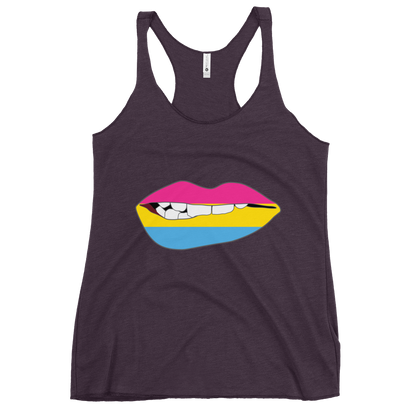 Biting Lips - Pansexual Flag Women's Racerback Tank