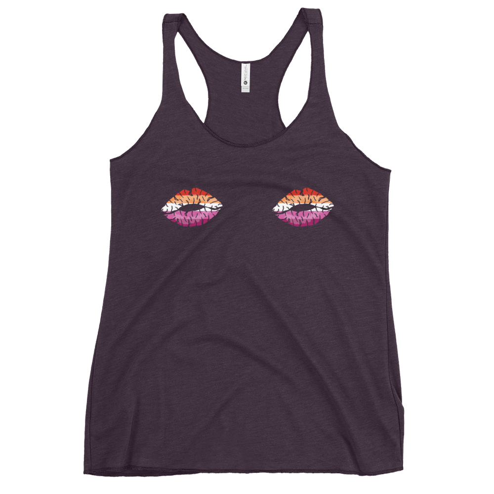 Lesbian Boob Kisses Women's Racerback Tank