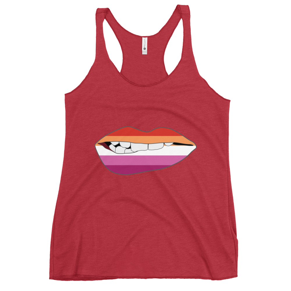 Biting Lips - Lesbian Flag Women's Racerback Tank