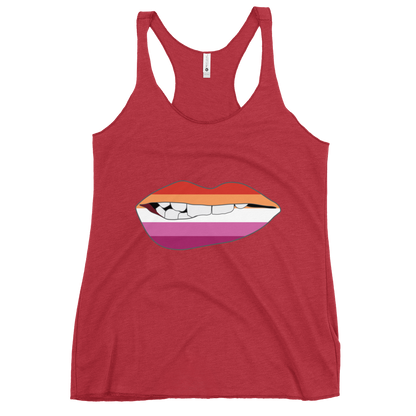 Biting Lips - Lesbian Flag Women's Racerback Tank